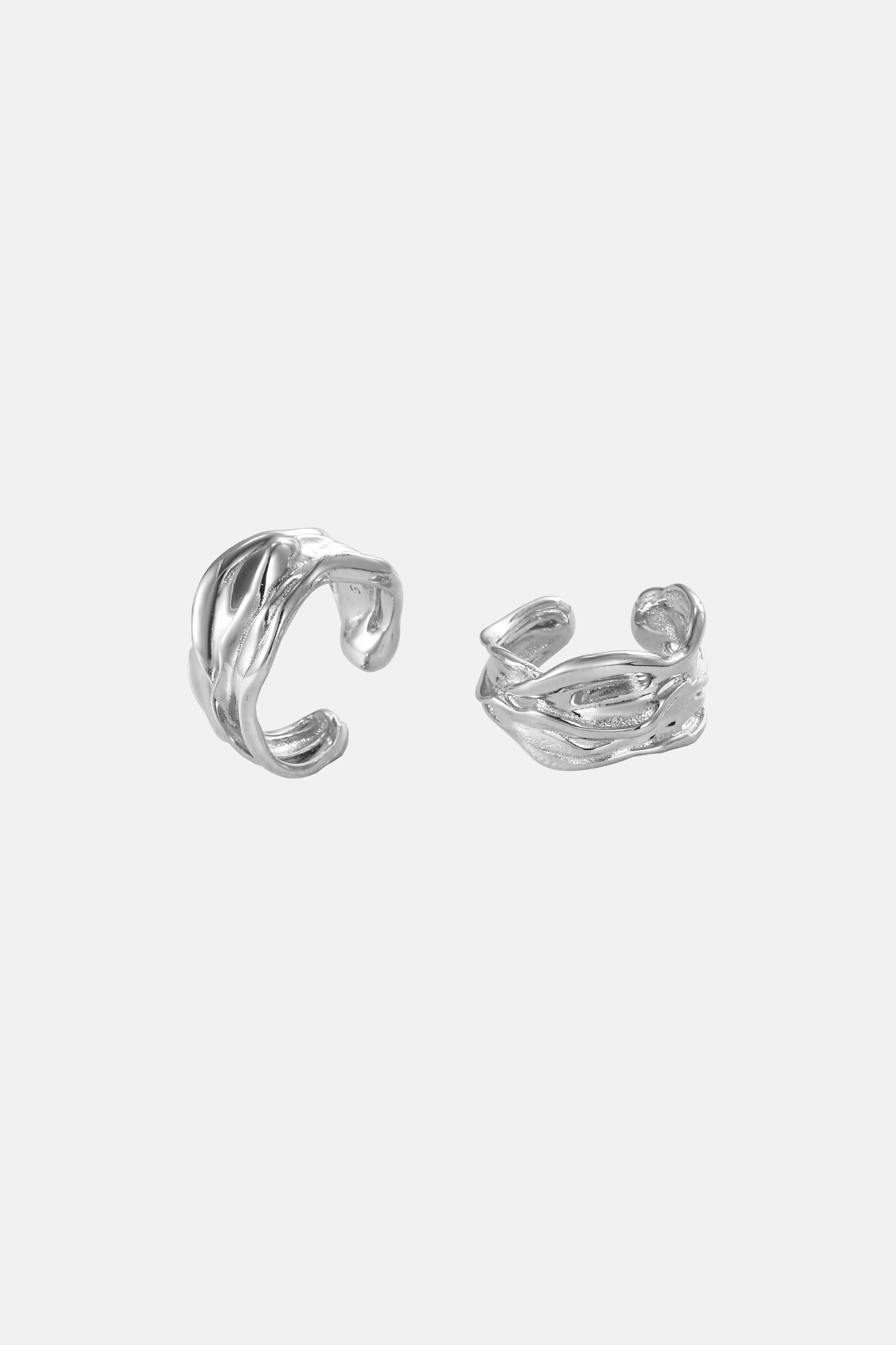 CSST05 // Silver Abstract Liquid Ear Cuff