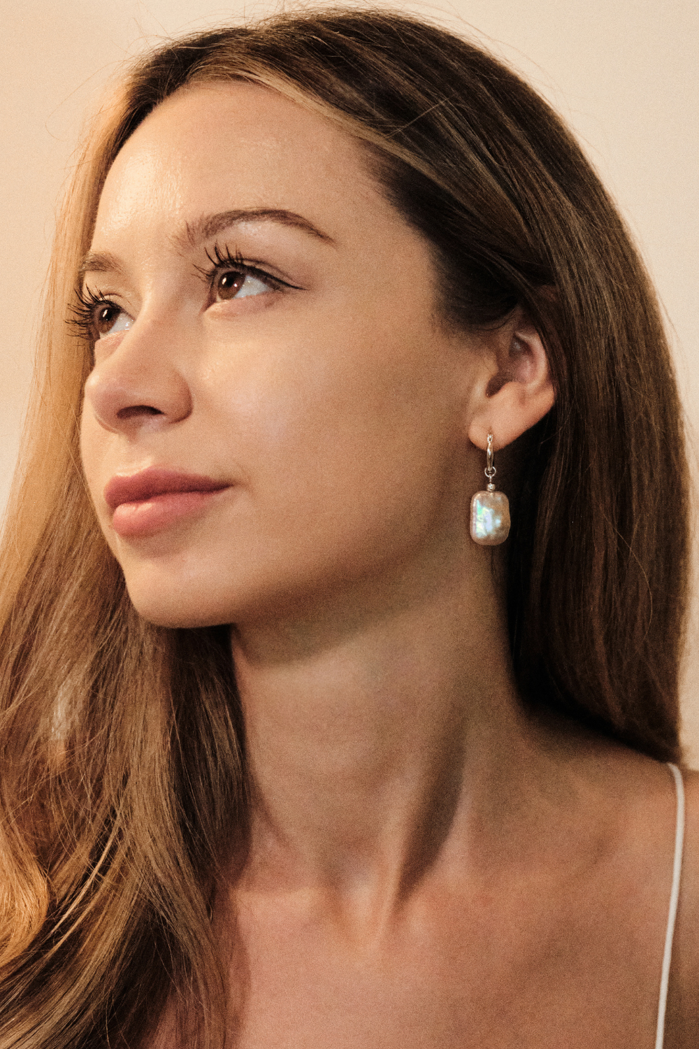 Becoming - Baroque Pearl Drop Hoop Earrings