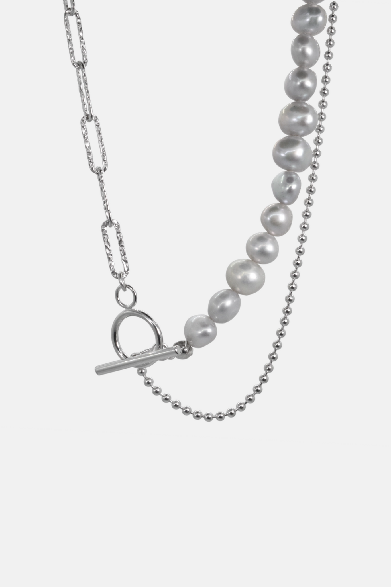 Mercury - Grey Pearl Silver Choker Necklace