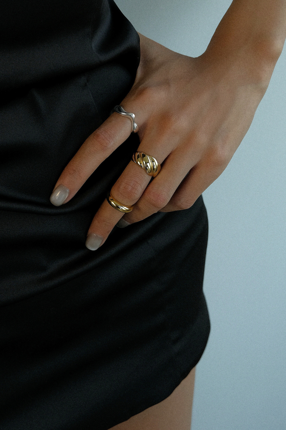 Forming - Slim Dome Sterling Silver Gold Ring