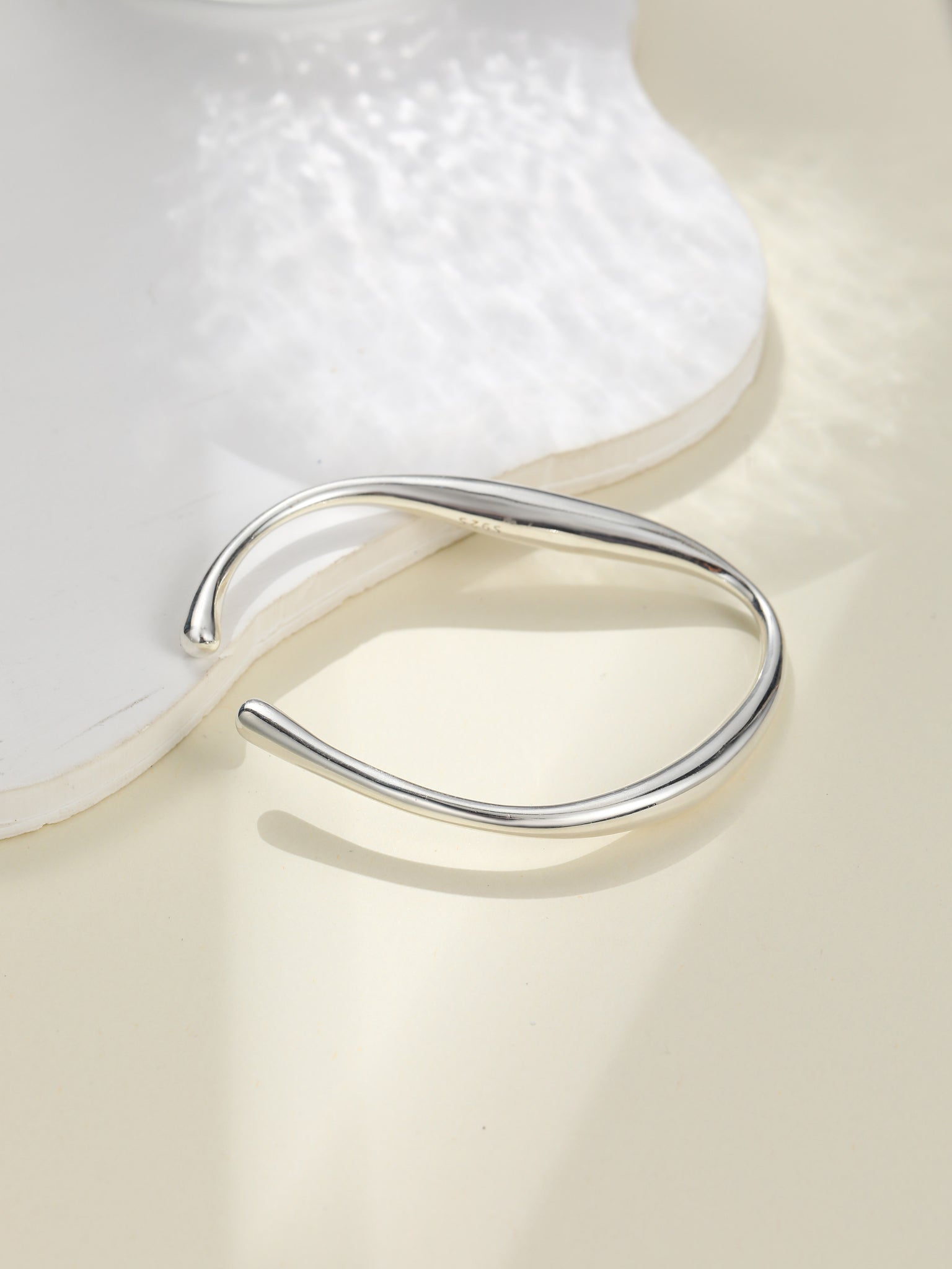 Evolving - Irregular Curvy Sterling Silver Bangle Bracelet