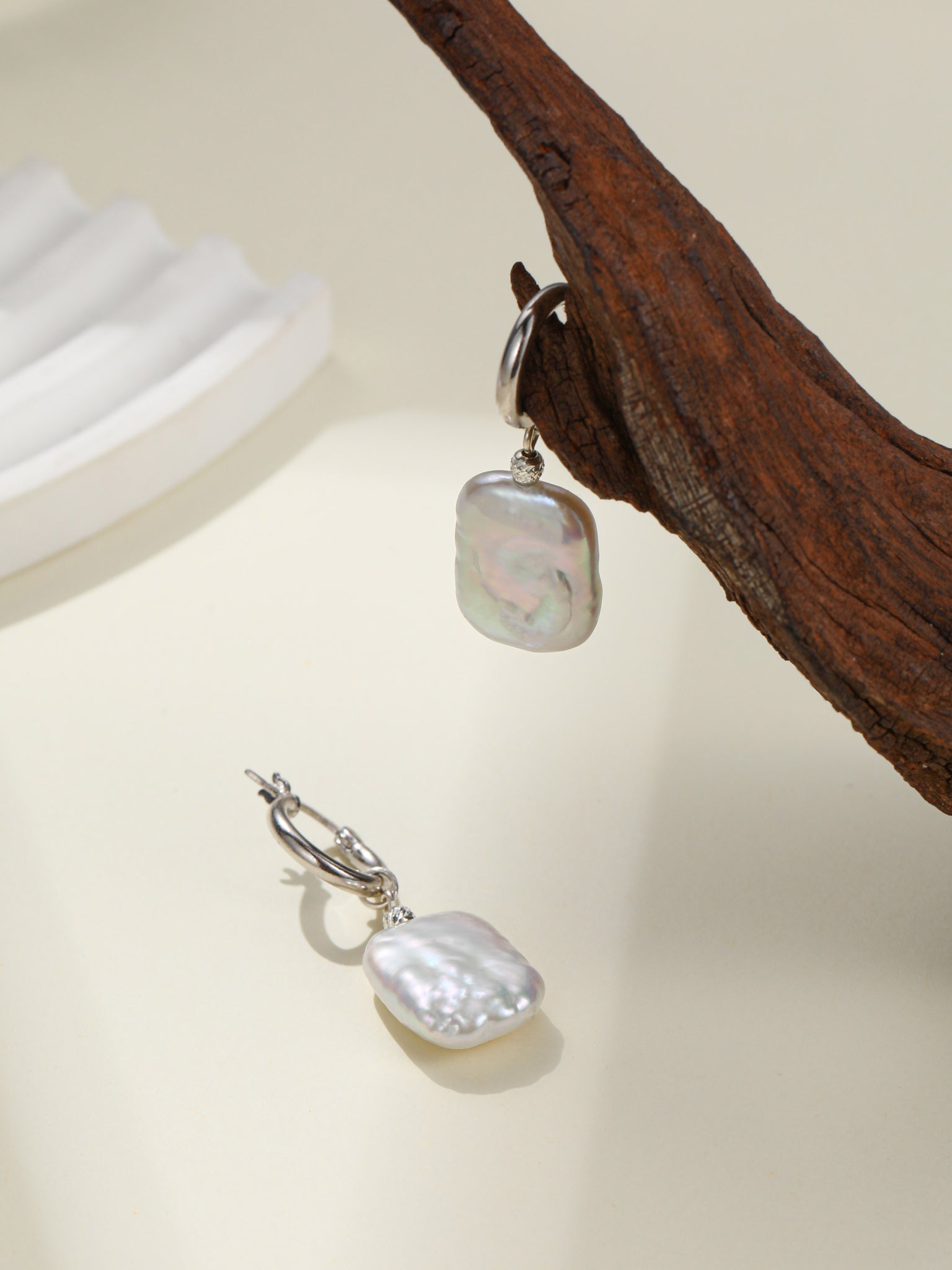 Becoming - Baroque Pearl Drop Hoop Earrings