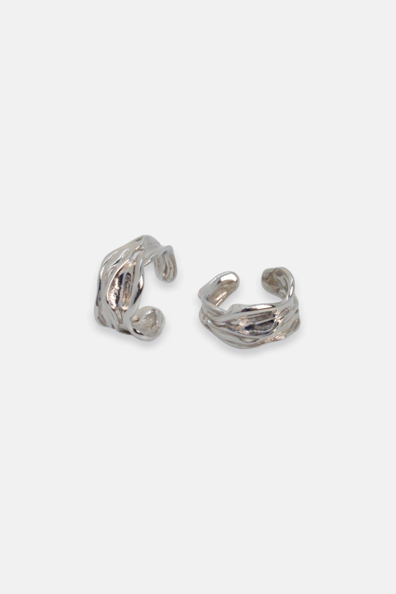 Lava - Foil Textured Sterling Silver Ear Cuff