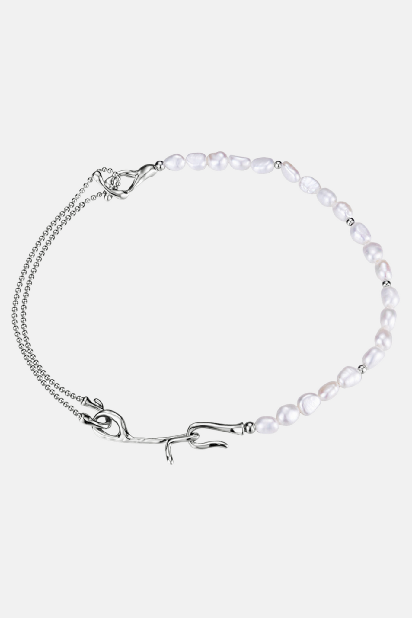 Glacier - White Baroque Pearl Sterling Silver Necklace