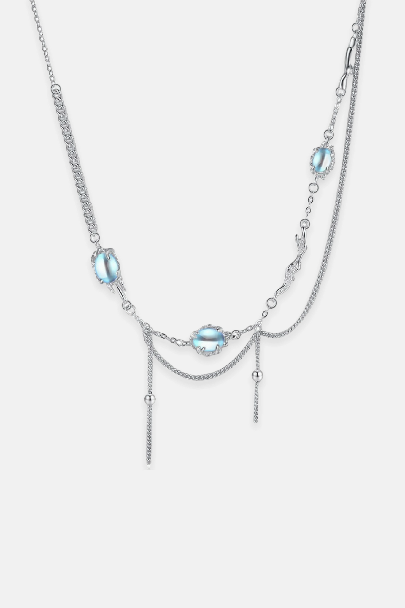 Moon River - Blue Moonstone Sterling Silver Necklace
