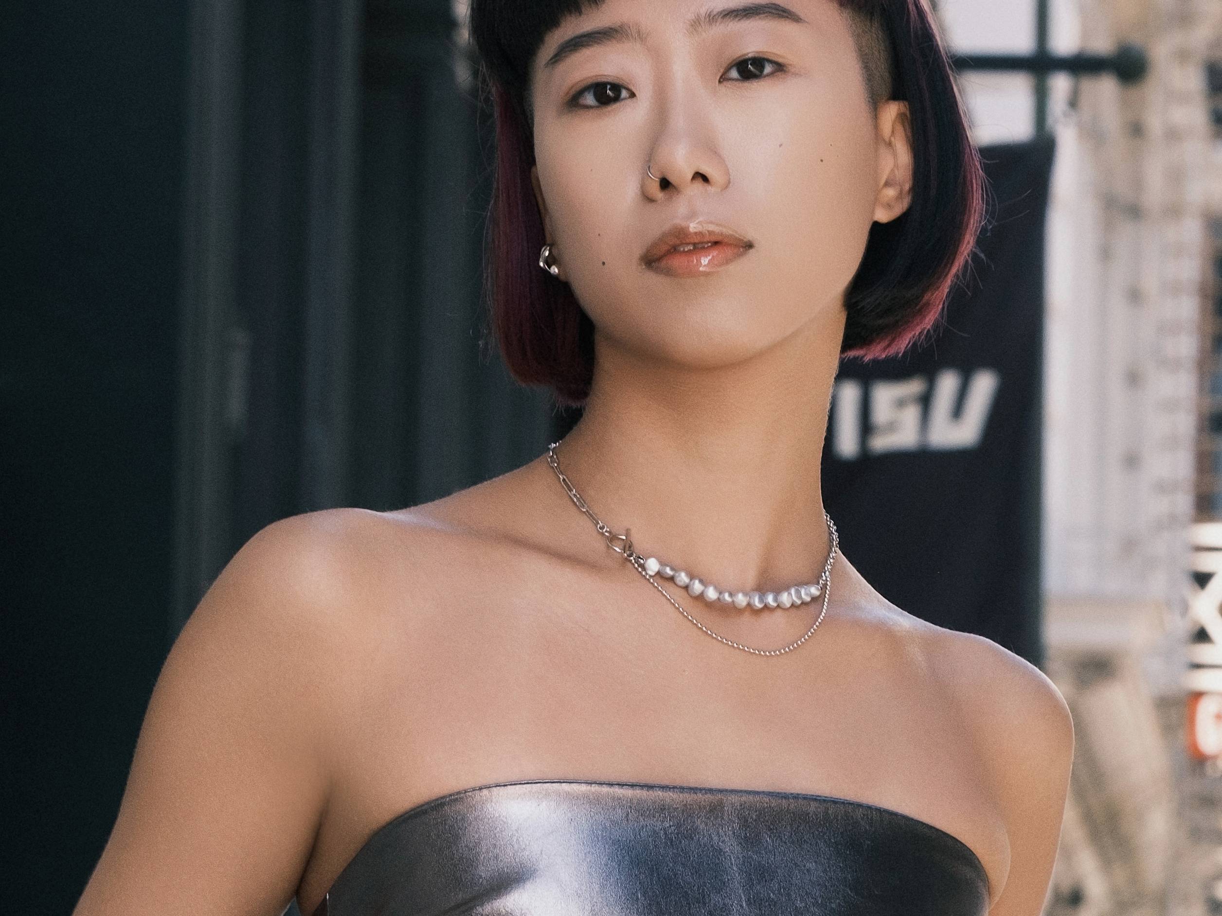 【kindababy】gray swa pearl bar necklace〜ネックレス★21SS MUSINSA | KINDABABY cubic point swa pearl necklace