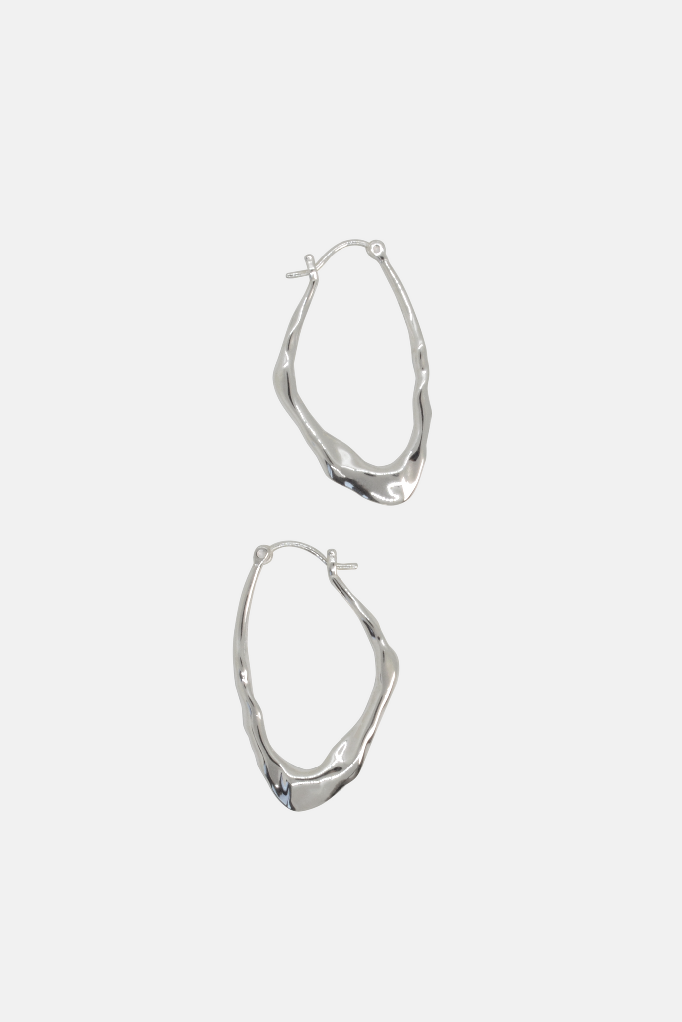 Lake Namtso - Abstract Oval Sterling Silver Hoops