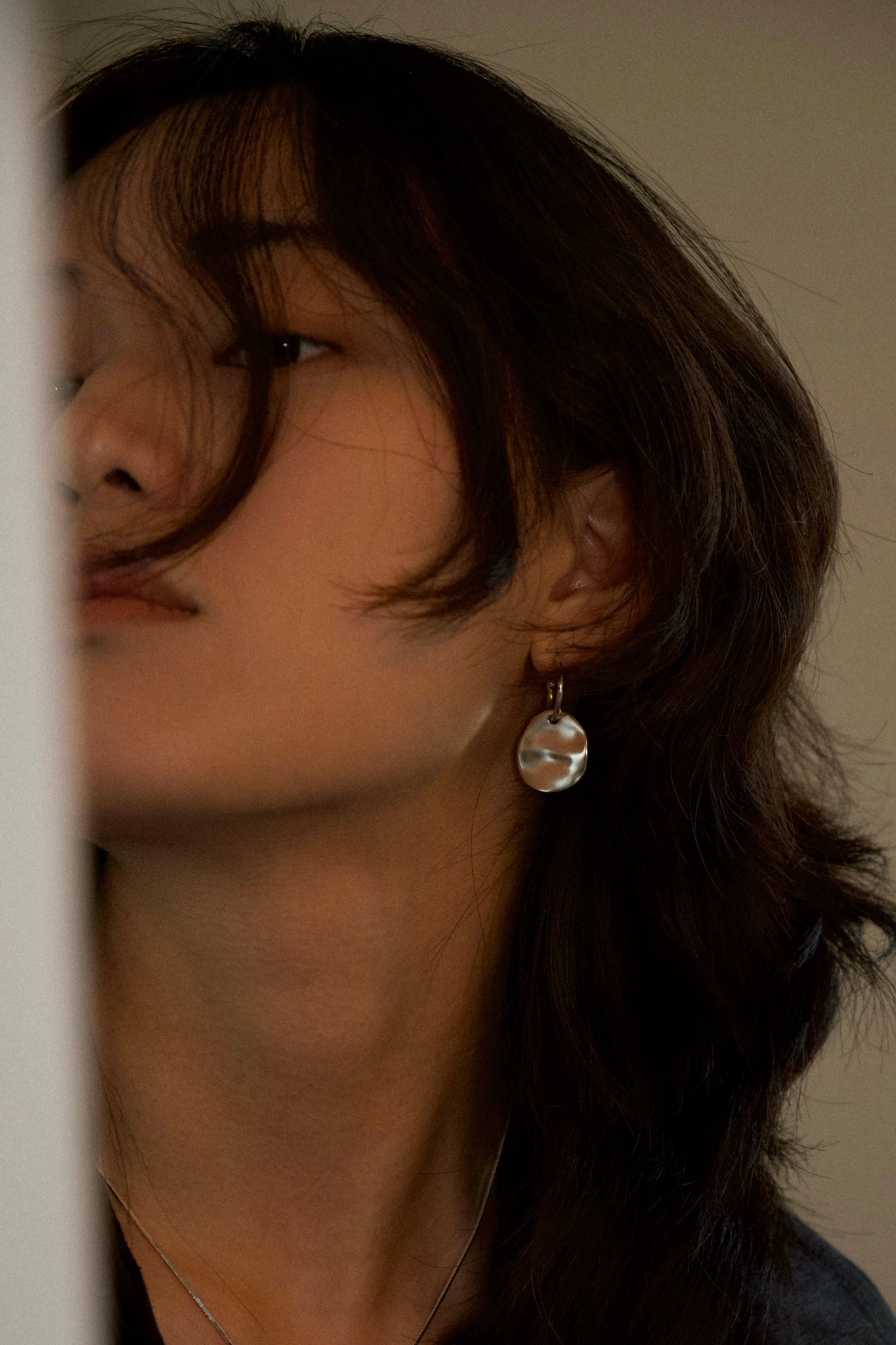 Flowing — Wavy Disc Drop Earrings Sterling Silver